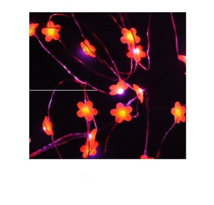 Red Flower Design 20 Micro Led String Lights Battery Operated For Wedding Party
