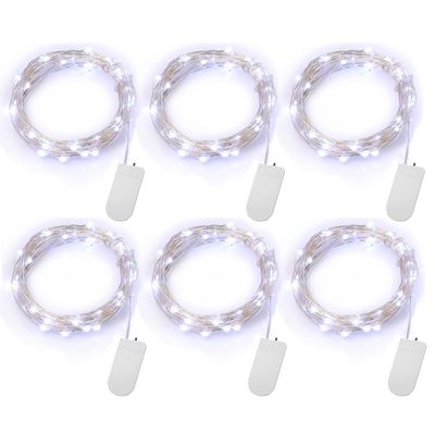 6 PCS Cool White Bateria Obsługiwane lampki LED do dekoracji stron